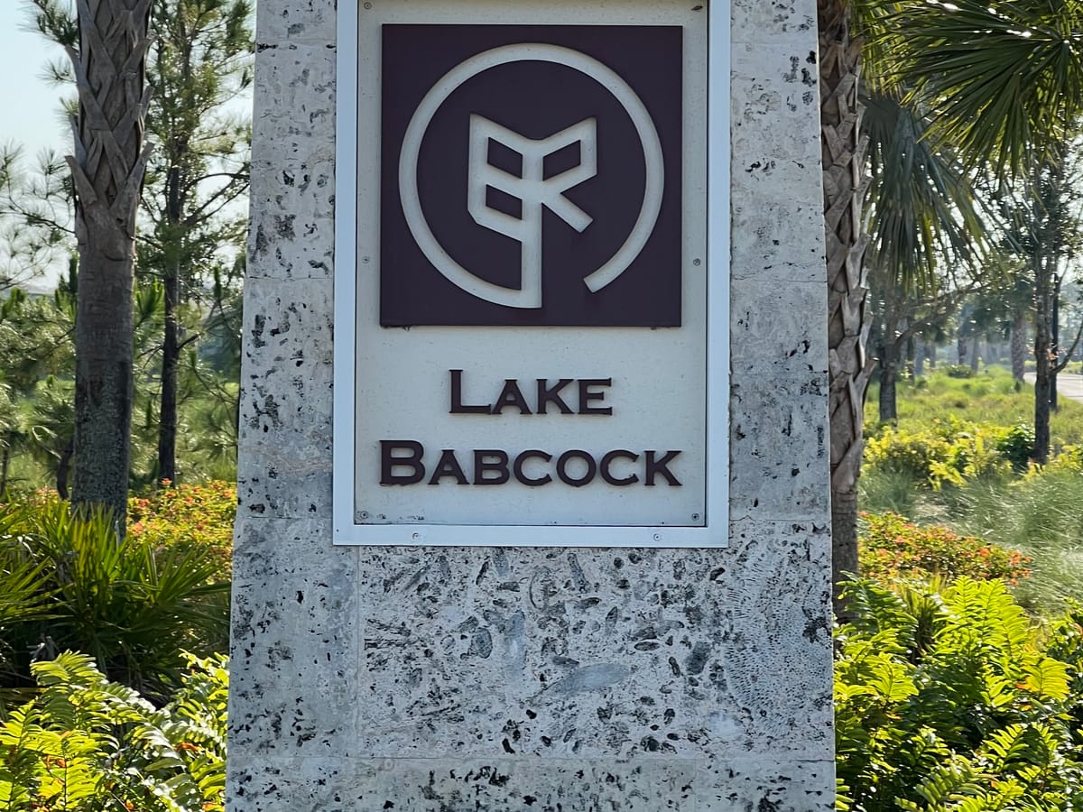 Entrance to Lake Babcock in Babcock Ranch